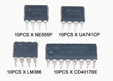 CI NE555, UA741CP,  LM386  CD4017BE