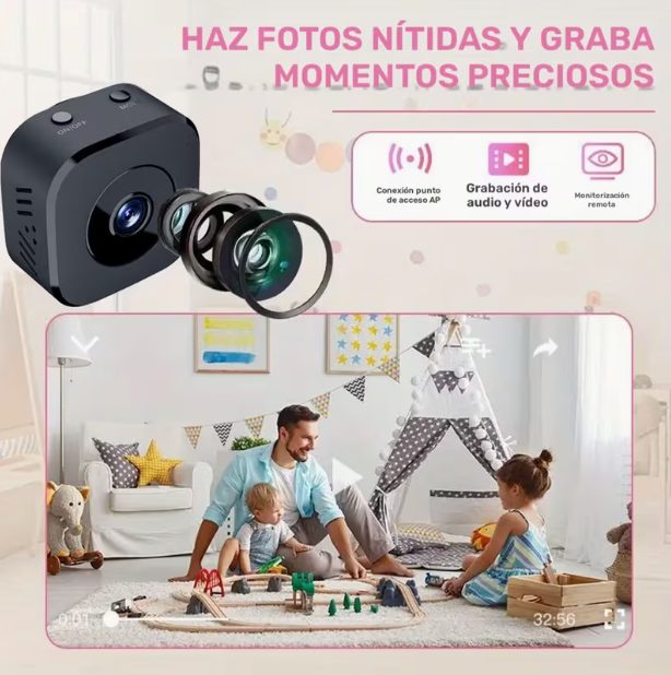 Vista 2 de Cámara de seguridad inalámbrica, cámara 480P,